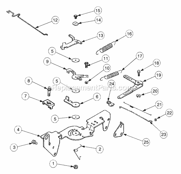 Engine Controls Diagram and Parts List for 2206 13A-298M100 Cub Cadet Lawn Tractor